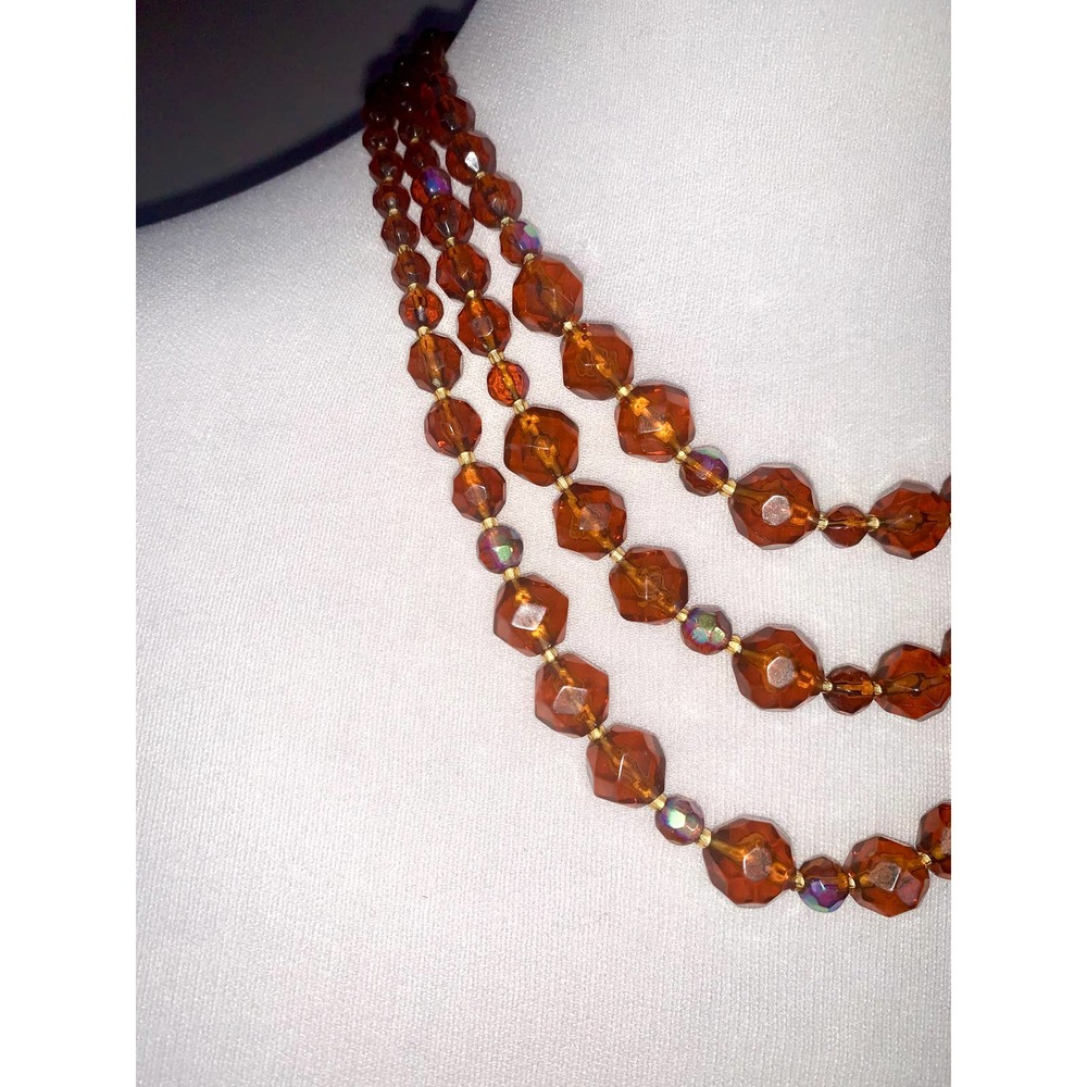 Vintage Robert Rose Multistrand Amber Beaded Statement Necklace EUC - Picture 3 of 9